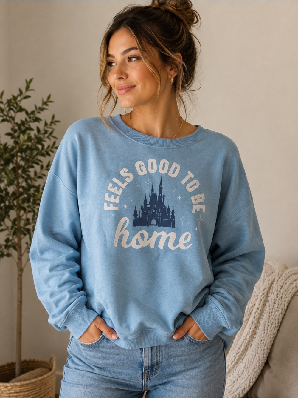 Feels Good To Be Home Light Blue Crewneck Sweatshirt